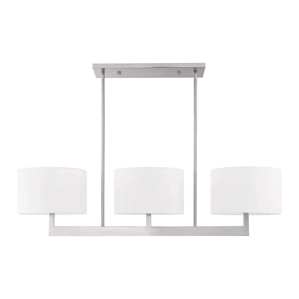 Hayworth Contemporary Brushed Nickel 3-Light Linear Chandelier
