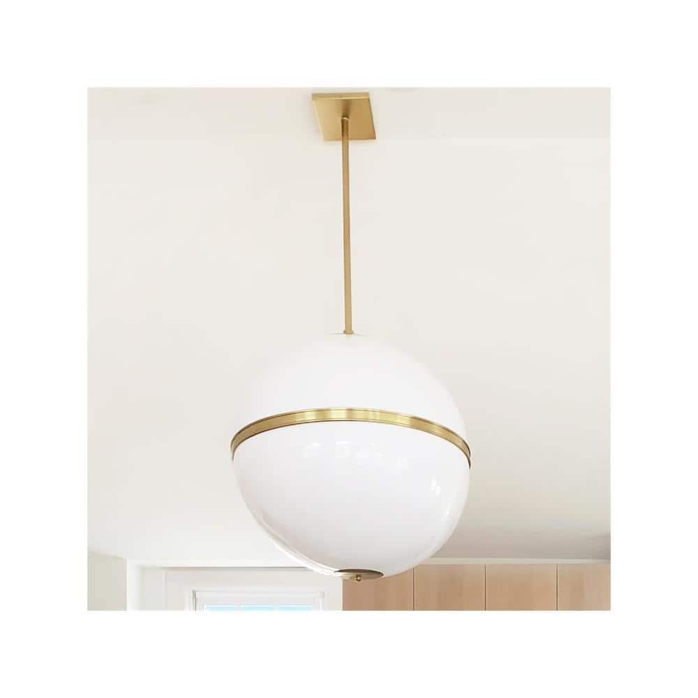 Elegant Aged Brass Mini Chandelier with Crystal Accents and White Glass Shade