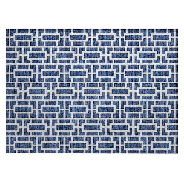 Chantille Machine Washable Indoor/Outdoor Abstract ACN916 Navy 1 ft. 8 in. x 2 ft. 6 in. Area Rug