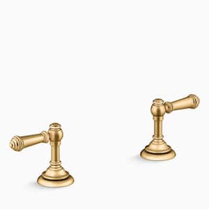 Artifacts Bathroom Sink Lever Handles in Vibrant Brushed Moderne Brass