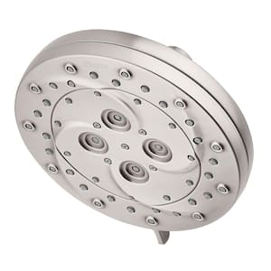 Thermoforce 6-Spray 5.5 in. Single Wall Mount Fixed Adjustable Shower Head in Spot Resistant Brushed Nickel