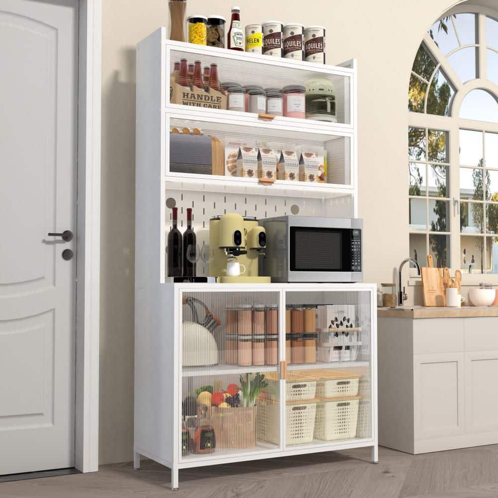 16.53 in. W x 31.5 in. D x 73 in. H Steel Kitchen Pantry Organizer Cabinet in White with 6-Level Flip Door and Pegboard price history on PriceWatchPro