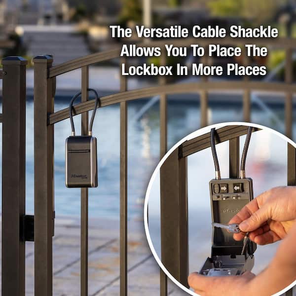 Large Outdoor Lock Box with Combination Dial and Removable Cable