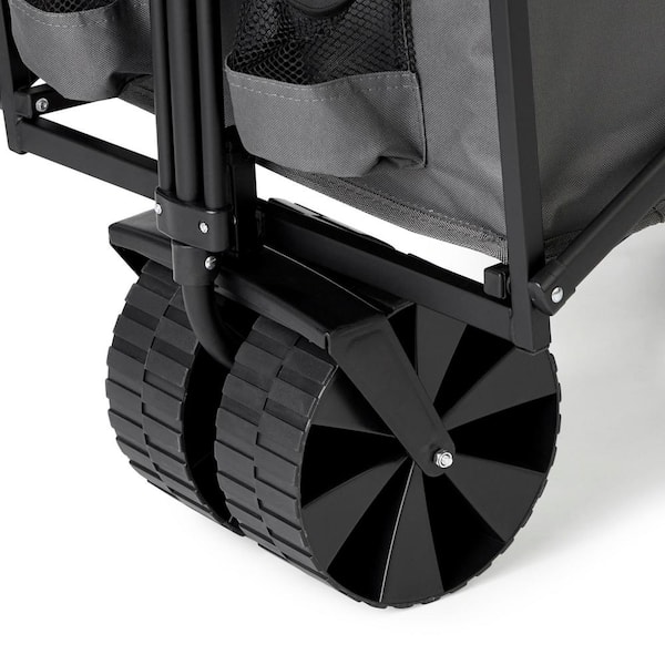 Seina Collapsible Steel Frame Folding Utility Beach Wagon Outdoor Cart, Gray