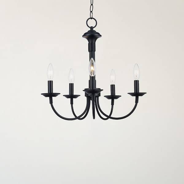 Bel Air Lighting Candle 5-Light Black Candle Chandelier Light Fixture