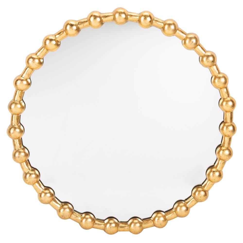 Eden 25" Round Gold Pine Wood Wall Mirror