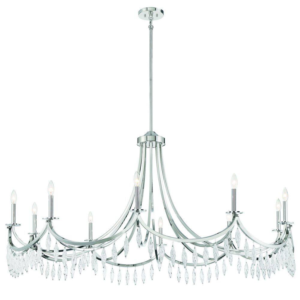 Kameron 10-Light Polished Nickel and Crystal Chandelier