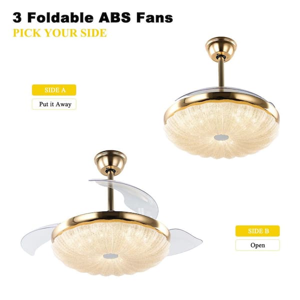 Serta 42 in. Indoor Elegant Modern French Gold Retractable Ceiling Fan with Cloud-Inspired Frosted LED Light and Remote