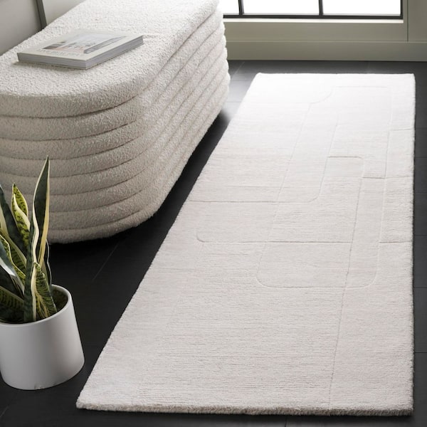 Mykonos 2 ft. x 8 ft. Ivory Geometric Solid Runner Rug