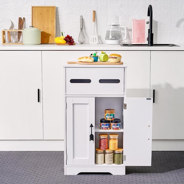 Toilet Holder Cabinet 8.66 in. W x 31.5 in. H x 17.72 in. D Wood Rectangular Shelf in White Bathroom Storage Organizer