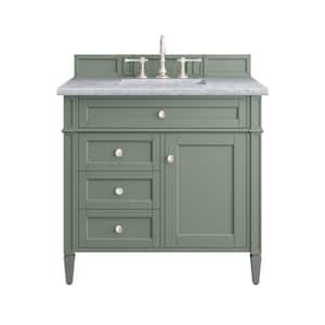 Brittany 36.0 in. W x 23.5 in. D x 33.8 in. H Bathroom Vanity in Smokey Celadon with Carrara Marble Marble Top