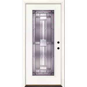 37.5 in. x 81.625 in. Preston Patina Full Lite Unfinished Smooth Left-Hand Inswing Fiberglass Prehung Front Door