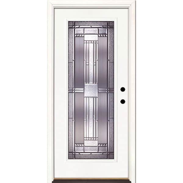Feather River Doors 37.5 in. x 81.625 in. Preston Patina Full Lite Unfinished Smooth Left-Hand Inswing Fiberglass Prehung Front Door