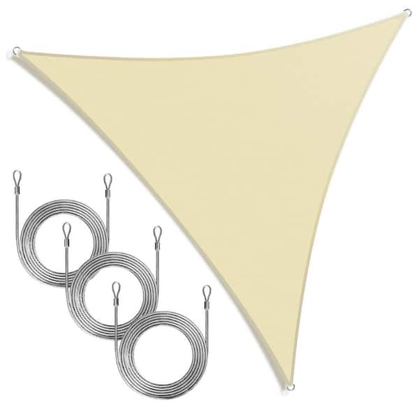 AMGO 12 ft. x 12 ft. x 12 ft. Triangle Sun Shade Sail with Rope-Beige