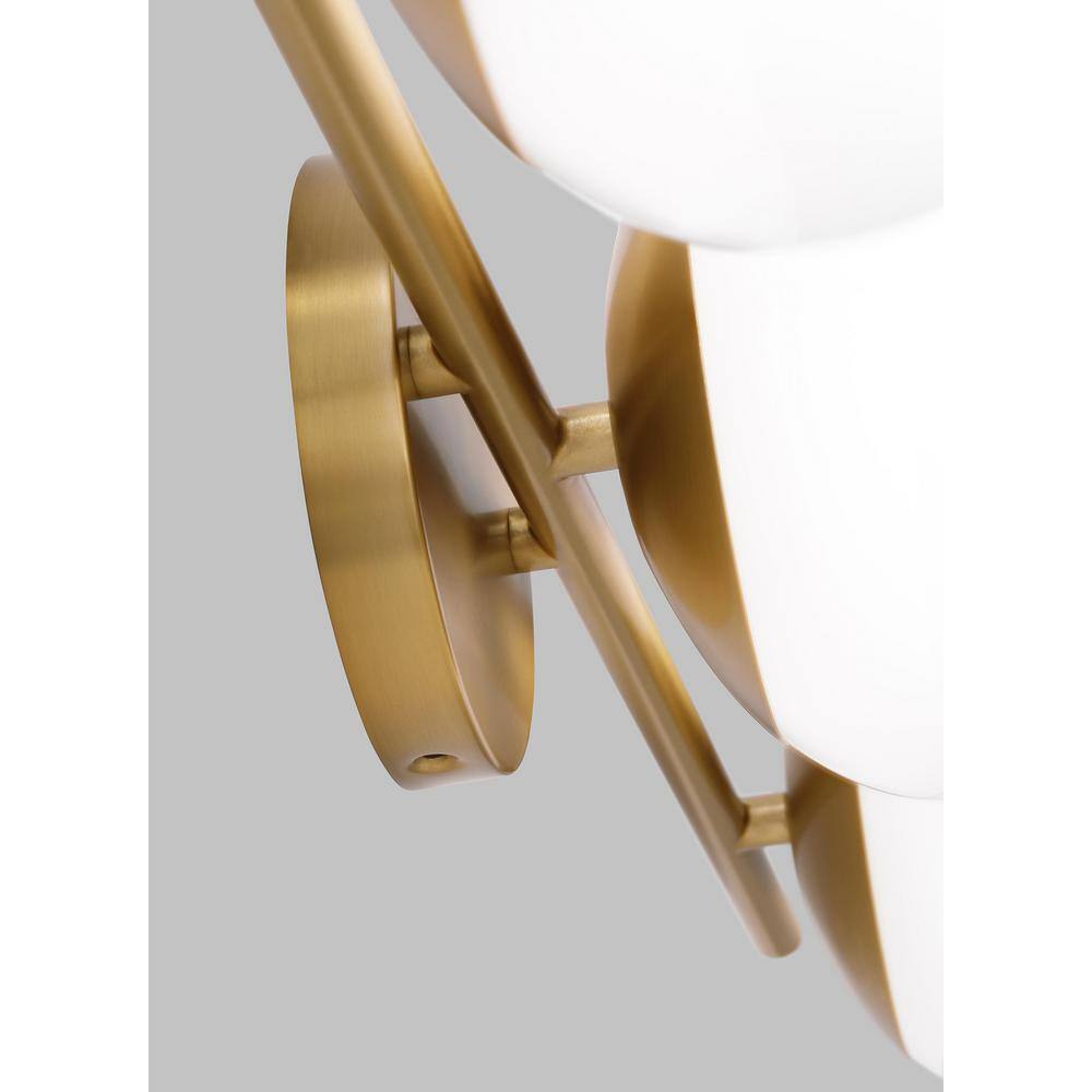 Burnished Brass and Milk White Glass 3-Light Vanity Fixture
