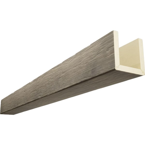 Ekena Millwork Endurathane 8 in. H x 4 in. W x 18 ft. L Rough Sawn Almond Faux Wood Beam