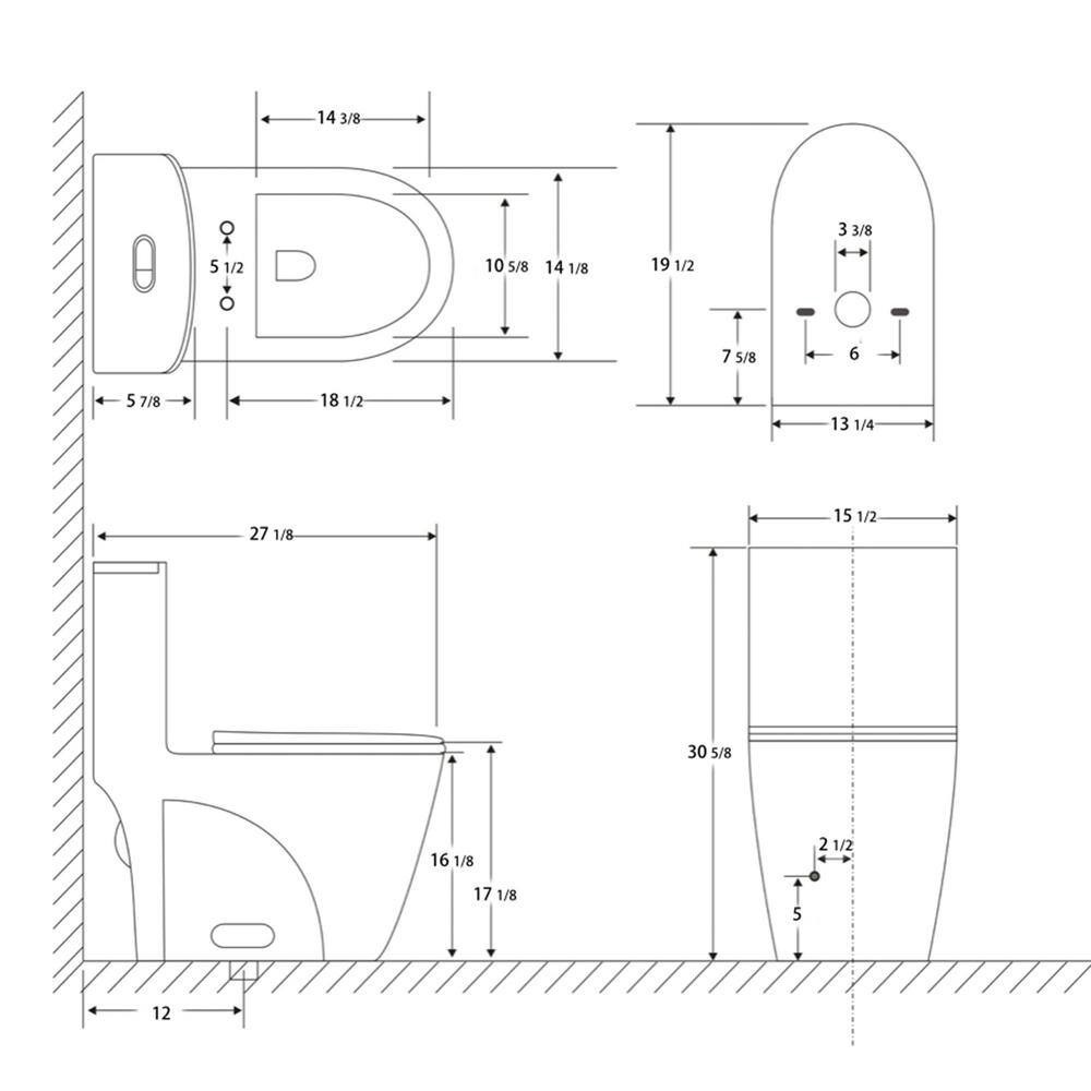 Matte Black Ceramic Elongated One-Piece Dual Flush Toilet