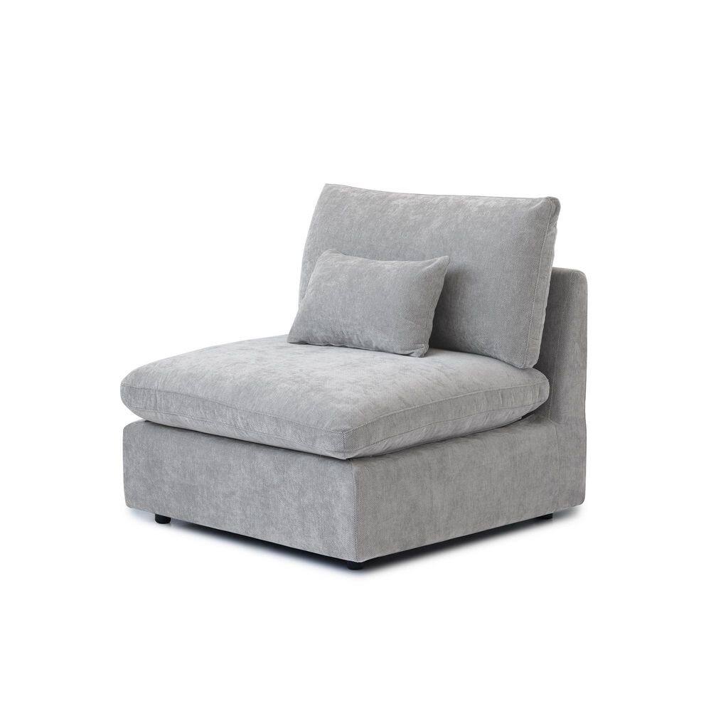 Modular 36.6 in. Armless Linen Upholstered Rectangle Sofa Modern Middle Section 1-Seat Sofa in. Gray