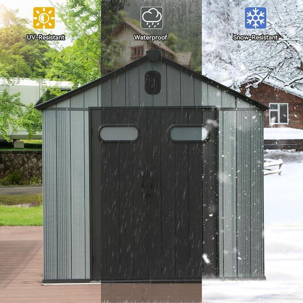Zeus & Ruta 8 ft. W x 12 ft. D Resin Shed with Lockable Door