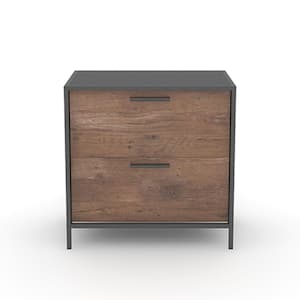 Boulevard Cafe Black Decorative Lateral File Cabinet with 2-Drawers and Vintage Oak Accents