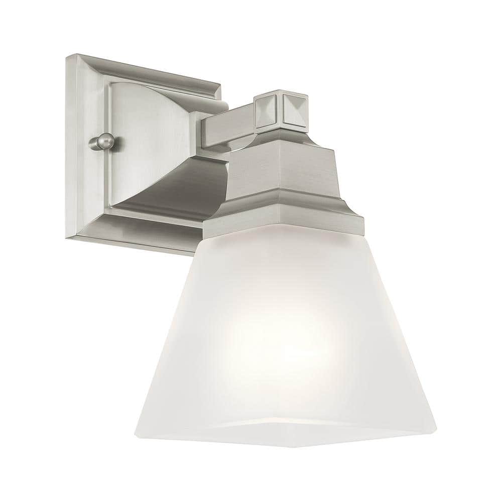 Elegant Brushed Nickel Wall Sconce with Satin Glass Shade