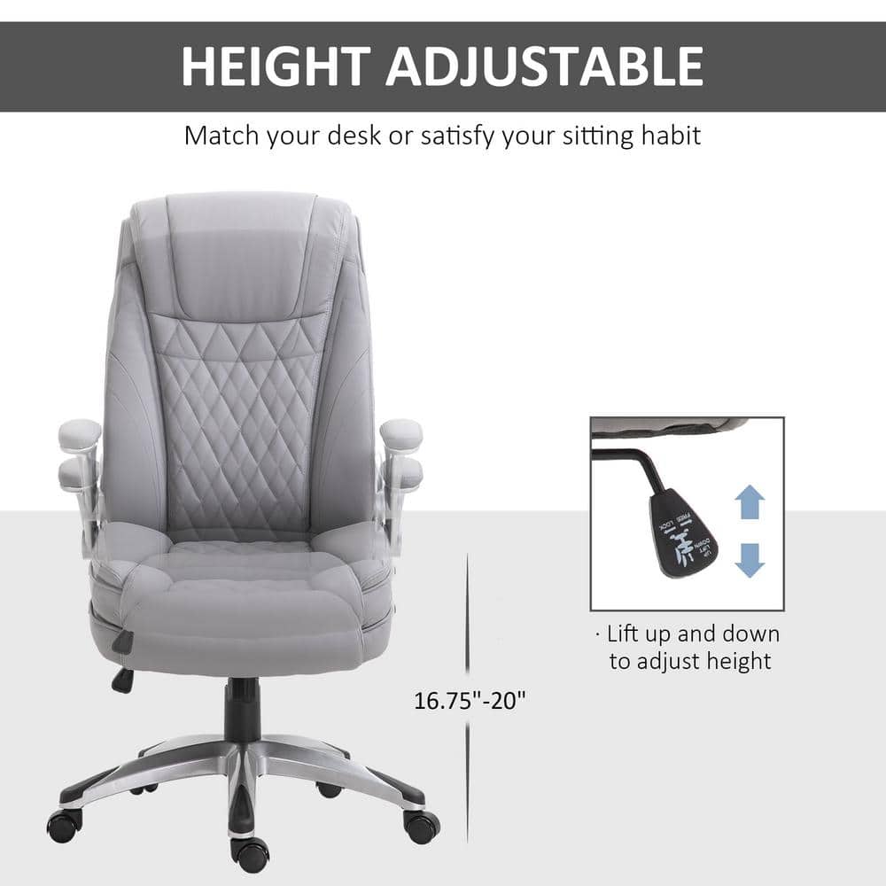 Gray Luxe Ergonomic High-Back Swivel Office Chair with Adjustable Arms