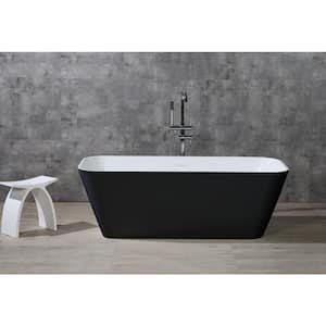 67 in. Stone Resin Flatbottom Bathtub in Black and White