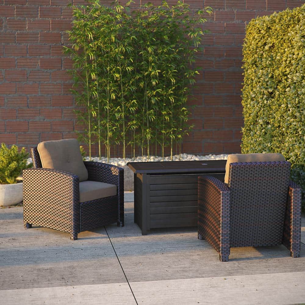Mocha Wicker Outdoor Club Chair with Khaki Cushions