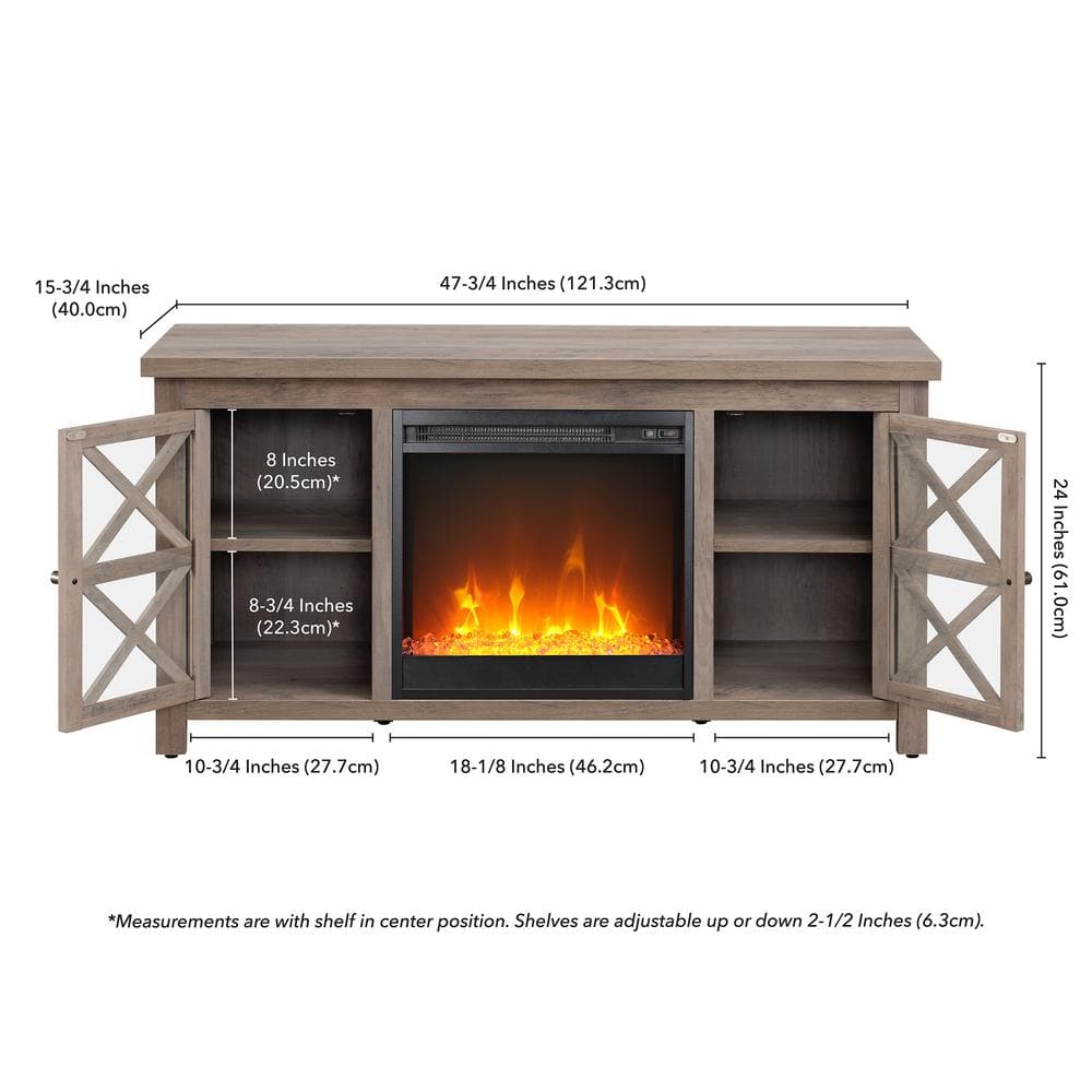 Gray Oak 47'' TV Stand with Electric Fireplace