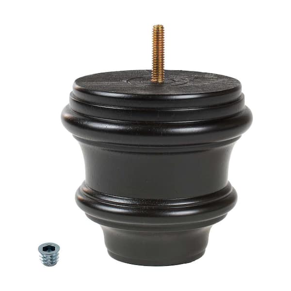 American Pro Decor 4 in. x 4-1/4 in. Stained Espresso Solid Hardwood Round Bun Foot