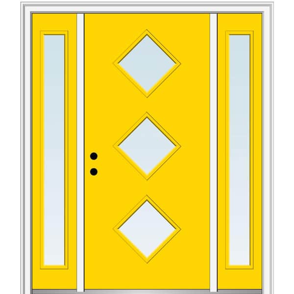 MMI Door 64.5 in. x 81.75 in. Aveline Right-Hand Inswing 3-Lite Clear Low-E Painted Fiberglass Prehung Front Door w/ Sidelites
