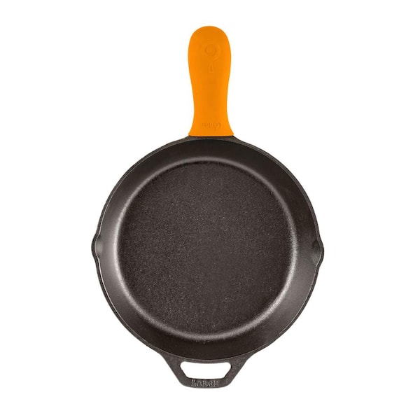Lodge 10 .25 in Cast Iron Skillet in Black with Orange Silicone