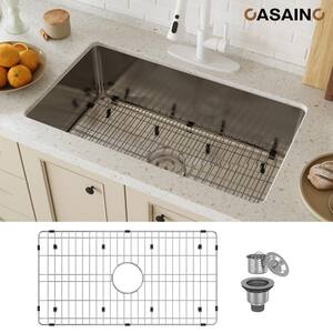 31 in. Undermount Single Bowl 18 Gauge Stainless Steel Kitchen Sink with Bottom Grid and Basket Strainer, cUPC Certified