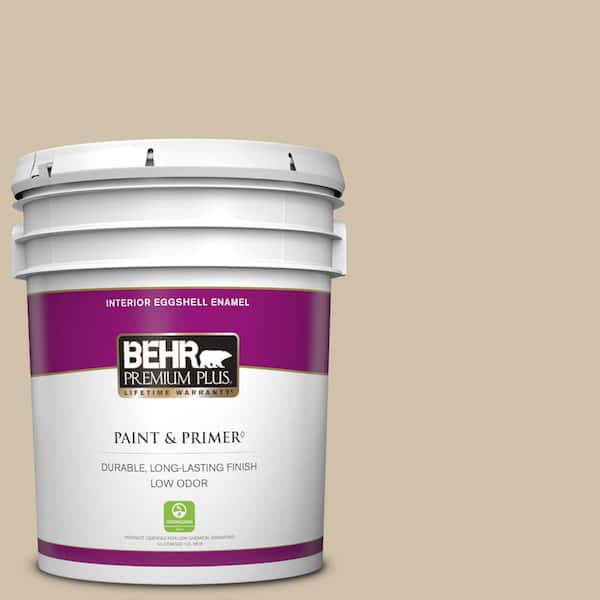 BEHR PREMIUM PLUS 5 gal. #PPF-32 Light Rattan Eggshell Enamel Low Odor Interior Paint & Primer