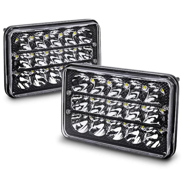 2-Piece Black 6/4 x 6 in. LED Square Dual Light Headlights (H4 45-Watt)