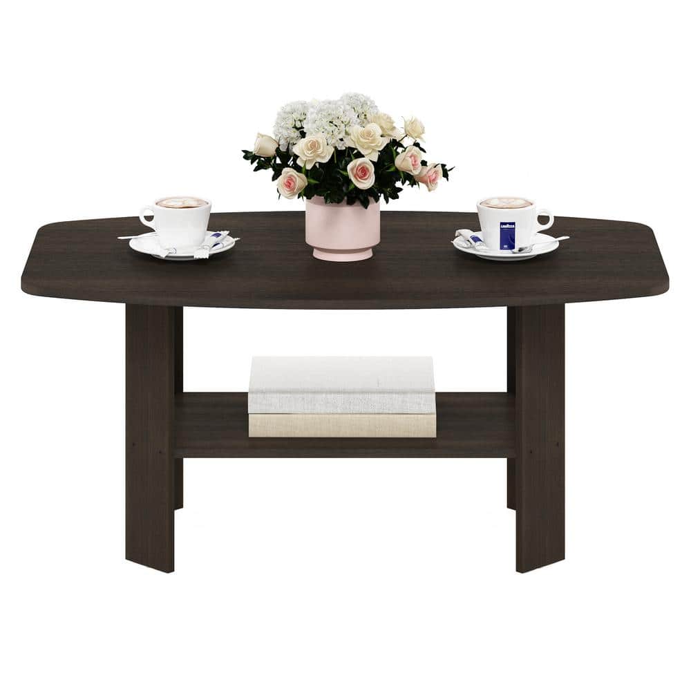Modern Rectangular Coffee Table in Dark Brown Wood