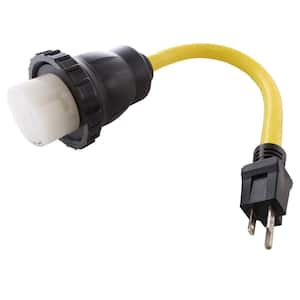 AC Connectors 1.5 ft. 10/3 Household 5-15P 15 Amp Plug to RV/Marine 50 Amp Detachable Inlet Adapter