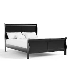 Burkhart Black Queen Wood Frame Sleigh Bed with Slat Kit