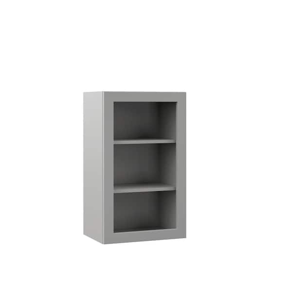 Hampton Bay Designer Series Melvern Assembled 18x30x12 in. Wall Open Shelf Kitchen Cabinet in Heron Gray