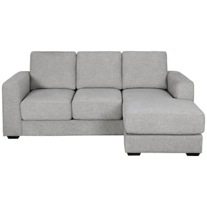 Elizabeth 38.6 in. Light Gray Stain-Resistant Fabric Reversible Sofa Chaise Sectional