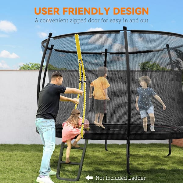 Soozier 8 ft. Outdoor Trampoline with Net Enclosure, Curved