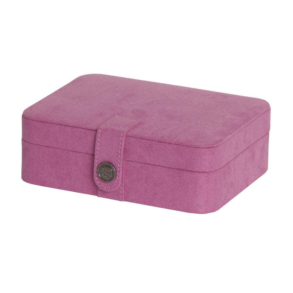 Mele & Co Giana Pink Plush Fabric Jewelry Box 0057323M - The Home Depot