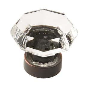 Traditional Classics 1-5/16 in. (33mm) Traditional Clear/Oil-Rubbed Bronze Geometric Cabinet Knob