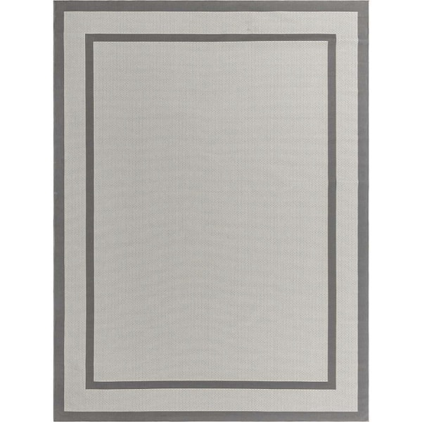 Unique Loom Outdoor Border Dark Gray 9' 0 x 12' 0 Area Rug