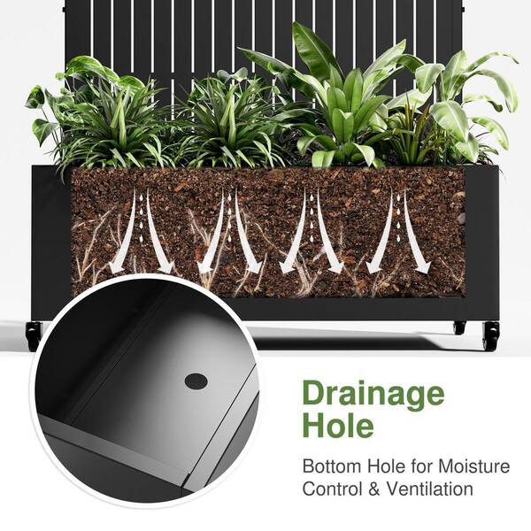 Lumioca 47 in. H x 47 in. W Black Metal Rectangle Vertical Fence