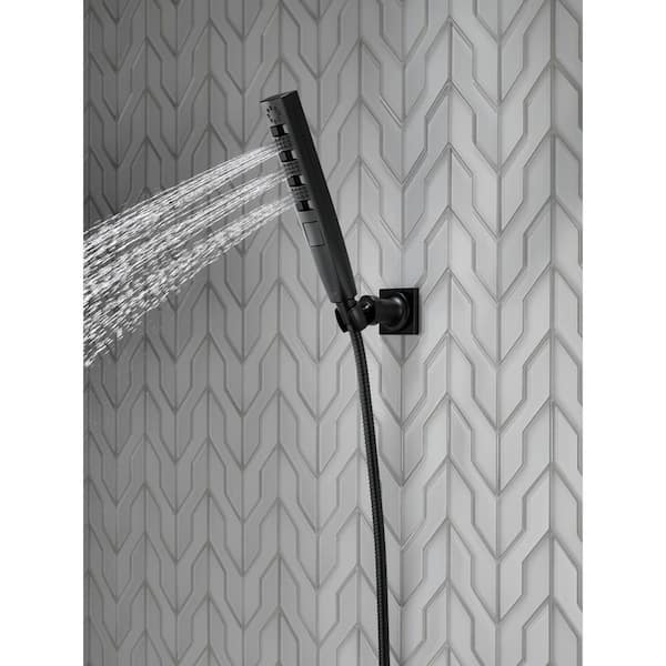 Zura 5-Spray 1.3 in. Single Wall Mount Handheld H2Okinetic Shower Head in Matte Black