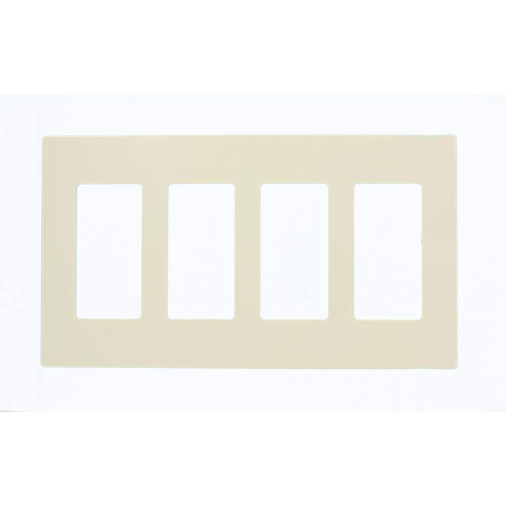 Light Almond 4-Gang Screwless Polycarbonate Wallplate