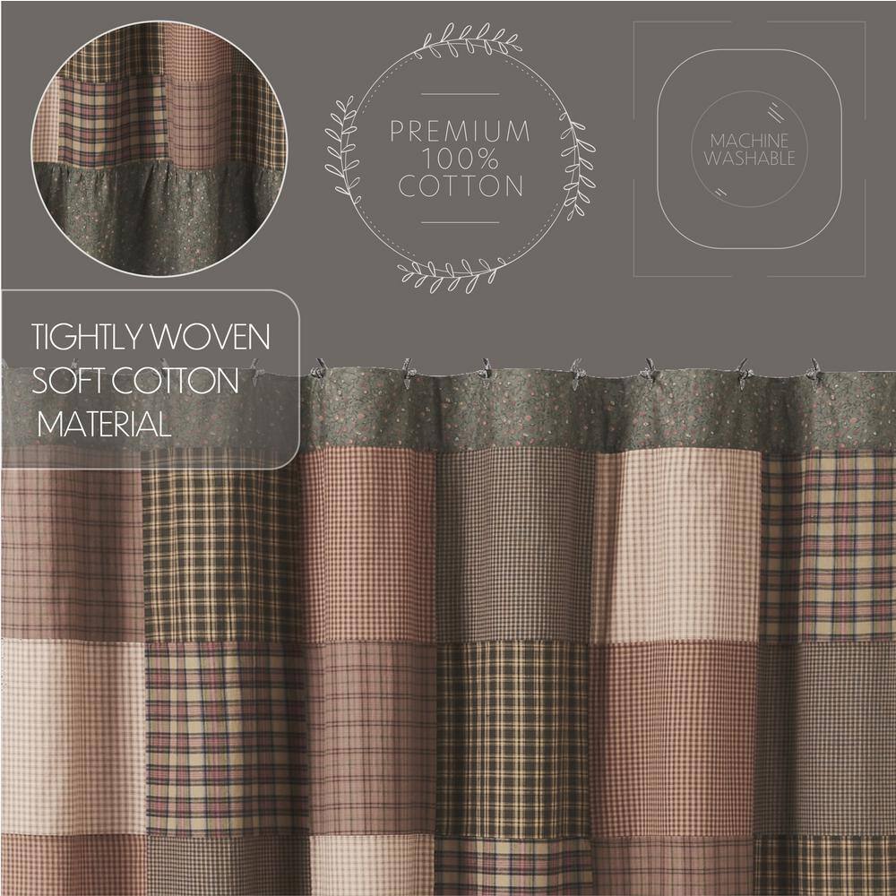 Crosswoods Patchwork Green and Brown Cotton Shower Curtain, 72x72