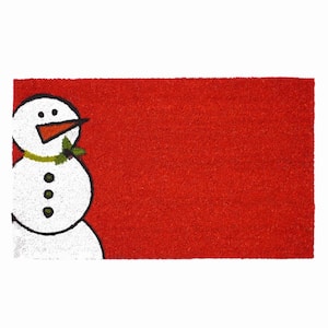 Red Winter Snowman Doormat 24'' x 36''