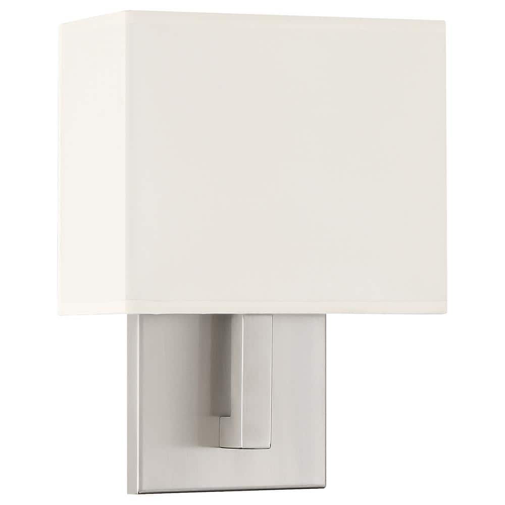 Mid Town Brushed Steel LED Wall Sconce with Milky Shade
